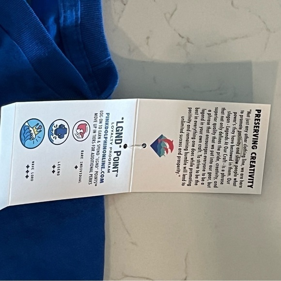 Pink Dolphin Blue Wave Crew Short Sleeve Unisex T Shirt Large - Picture 2 of 6